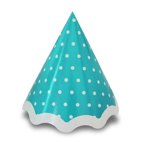 Chapéu de Aniversário Poá Azul Claro e Branco 10 unidades Kid Art Menor preço em Chapéu de Aniversário Poá Azul Claro e Branco 10 unidades Kid Art