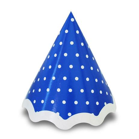 Chapéu de Aniversário Poá Azul e Branco 10 unidades Kid Art Menor preço em Chapéu de Aniversário Poá Azul e Branco 10 unidades Kid Art