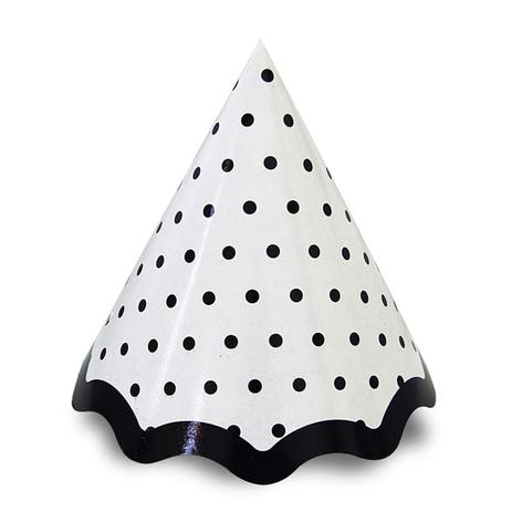 Chapéu de Aniversário Poá Branco e Preto 10 unidades Kid Art Menor preço em Chapéu de Aniversário Poá Branco e Preto 10 unidades Kid Art