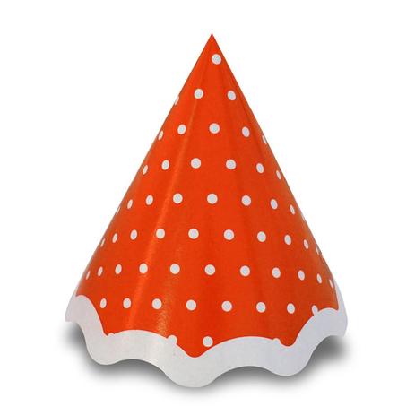 Chapéu de Aniversário Poá Laranja e Branco 10 unidades Kid Art Menor preço em Chapéu de Aniversário Poá Laranja e Branco 10 unidades Kid Art