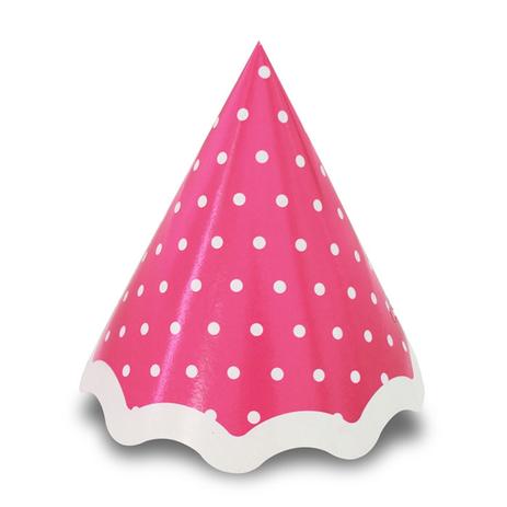 Chapéu de Aniversário Poá Rosa e Branco 10 unidades Kid Art Menor preço em Chapéu de Aniversário Poá Rosa e Branco 10 unidades Kid Art
