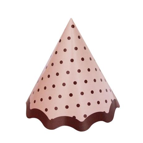 Chapéu de Aniversário Poá Rosa e Marrom 10 unidades - Festabox Menor preço em Chapéu de Aniversário Poá Rosa e Marrom 10 unidades - Festabox
