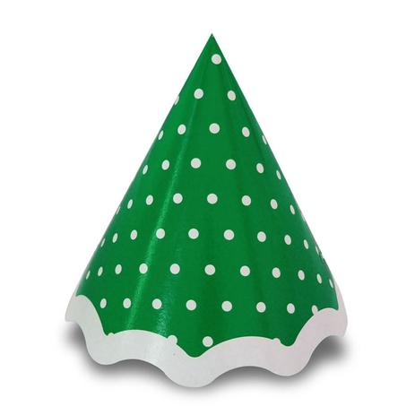 Chapéu de Aniversário Poá Verde e Branco 10 unidades Kid Art Menor preço em Chapéu de Aniversário Poá Verde e Branco 10 unidades Kid Art