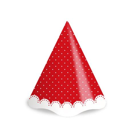 Chapéu de Aniversário Poá Vermelho e Branco 08 unidades Ultrafest Menor preço em Chapéu de Aniversário Poá Vermelho e Branco 08 unidades Ultrafest