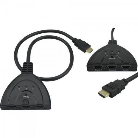Chave Seletora 3 Entradas HDMI 1 Saída HDMI Preto PIX Menor preço em Chave Seletora 3 Entradas HDMI 1 Saída HDMI Preto PIX