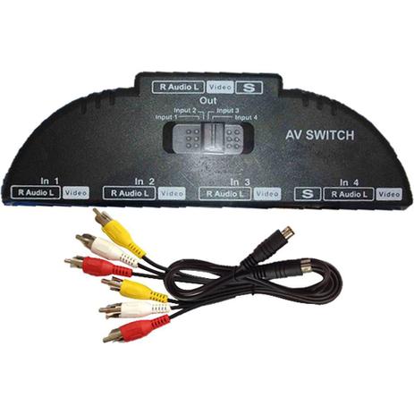 Chave Seletora 4x1 Rca E S-Video Com Cabos Chsl0003 Storm Menor preço em Chave Seletora 4x1 Rca E S-Video Com Cabos Chsl0003 Storm
