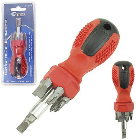 Chave toco de fenda/philips com 7 pontas - Western Menor preço em Chave toco de fenda/philips com 7 pontas - Western