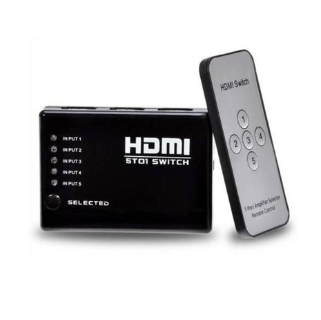 Chaveador Switch Hdmi 5x1 - V.1.4 Com Controle Remoto - B max Menor preço em Chaveador Switch Hdmi 5x1 - V.1.4 Com Controle Remoto - B max