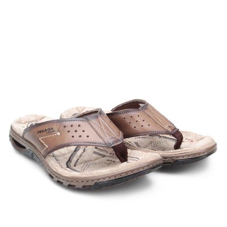 chinelo de couro masculino pegada