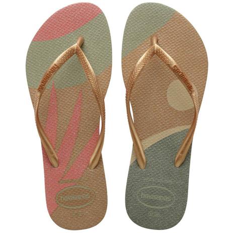 chinelo feminino havaianas slim glitter dourado