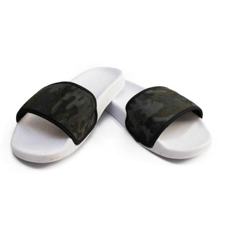 Chinelo Sandália Masculino Slide Confort Branco e Verde Militar - Ranclafe  - Chinelo Masculino - Magazine Luiza