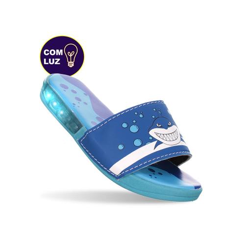 Chinelo Slide Kids Azul de Led Luz Infantil Masculino Meninos Tubarão -  Pemania - Chinelo Infantil - Magazine Luiza