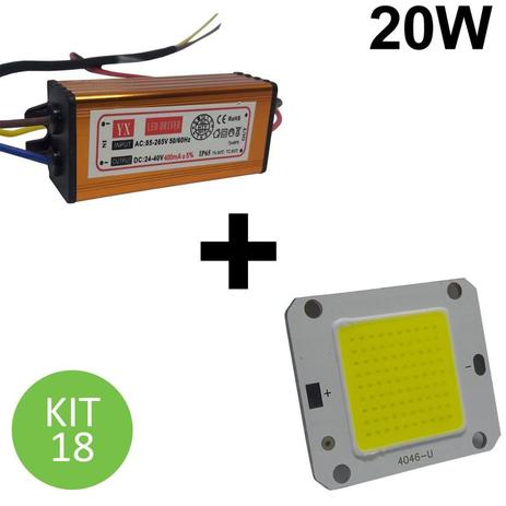 Chip + reator driver 20w reposição refletor led Branco Frio Kit 18 - Power xl Menor preço em Chip + reator driver 20w reposição refletor led Branco Frio Kit 18 - Power xl