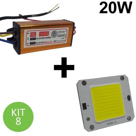 Chip + reator driver 20w reposição refletor led Branco Frio Kit 8 - Power xl Menor preço em Chip + reator driver 20w reposição refletor led Branco Frio Kit 8 - Power xl
