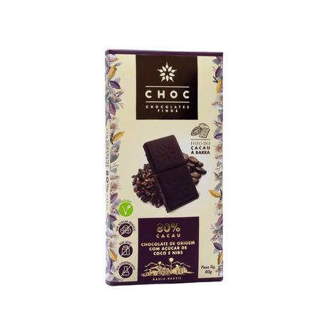 Chocolate 80% Cacau com Nibs 80g - Choc Menor preço em Chocolate 80% Cacau com Nibs 80g - Choc