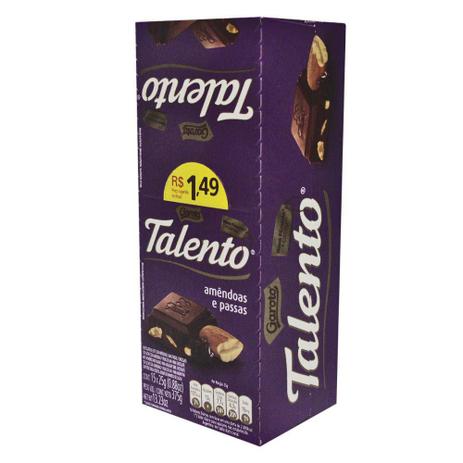 Chocolate Mini Talento Roxo Amêndoas E Passas 25Gr C/15un - Garoto Menor preço em Chocolate Mini Talento Roxo Amêndoas E Passas 25Gr C/15un - Garoto