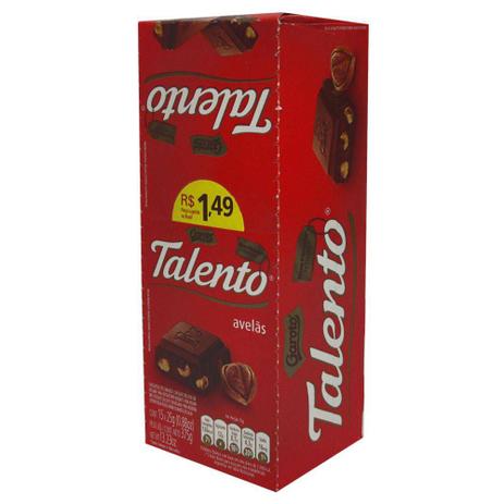 Chocolate Mini Talento Vermelho Avelãs 25Gr C/15un - Garoto Menor preço em Chocolate Mini Talento Vermelho Avelãs 25Gr C/15un - Garoto