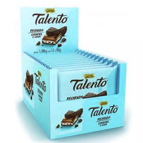 Chocolate Tablete Talento Recheado Cookies e Cream 90gr C/12 - Garoto Menor preço em Chocolate Tablete Talento Recheado Cookies e Cream 90gr C/12 - Garoto