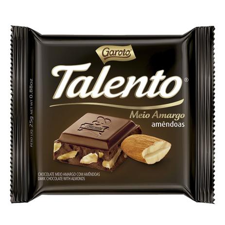Chocolate Talento Caixa C/12 Unid 90g Meio Amargo Amêndoas - Garoto Menor preço em Chocolate Talento Caixa C/12 Unid 90g Meio Amargo Amêndoas - Garoto