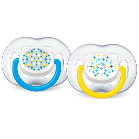 Chupeta Contemporânea FreeFlow - 6 a 18 Meses - Double Pack - Azul e Amarelo - Philips Avent Menor preço em Chupeta Contemporânea FreeFlow - 6 a 18 Meses - Double Pack - Azul e Amarelo - Philips Avent