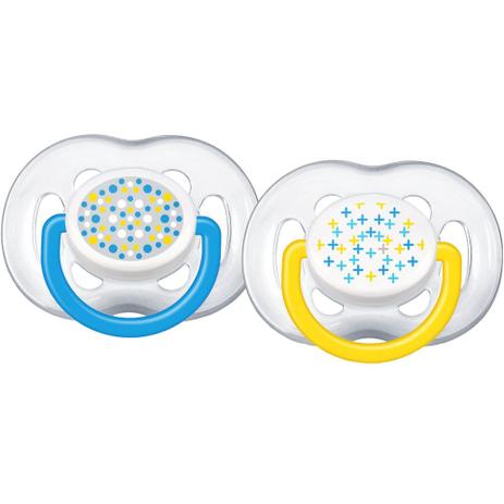 Chupeta FreeFlow Contemporânea Azul/Amarela 2 Peças - BPA Free - 6 a 18 Meses - Philips Avent Menor preço em Chupeta FreeFlow Contemporânea Azul/Amarela 2 Peças - BPA Free - 6 a 18 Meses - Philips Avent