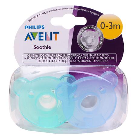 Chupetas Soothie Ursinho 0-3m Menino 2 Unidades - Avent Menor preço em Chupetas Soothie Ursinho 0-3m Menino 2 Unidades - Avent