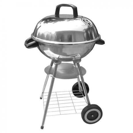Churrasqueira a Bafo em Inox Silver com Tampa, Grelha e Rodas Nautika Menor preço em Churrasqueira a Bafo em Inox Silver com Tampa, Grelha e Rodas Nautika