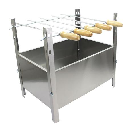 Churrasqueira Aço Inox Desmontável Com 5 Espetos - Wp connect Menor preço em Churrasqueira Aço Inox Desmontável Com 5 Espetos - Wp connect