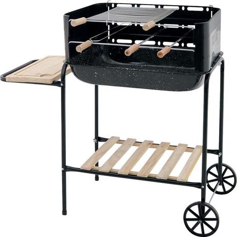 Churrasqueira bonanza bacia esmaltada desmontável com rodinhas suporte para utensílios e tábua mor Menor preço em Churrasqueira bonanza bacia esmaltada desmontável com rodinhas suporte para utensílios e tábua mor
