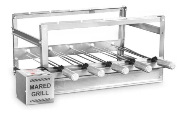 Churrasqueira Giratória Inox 5 Espetos Motor Weg Esquerdo - Mared Menor preço em Churrasqueira Giratória Inox 5 Espetos Motor Weg Esquerdo - Mared