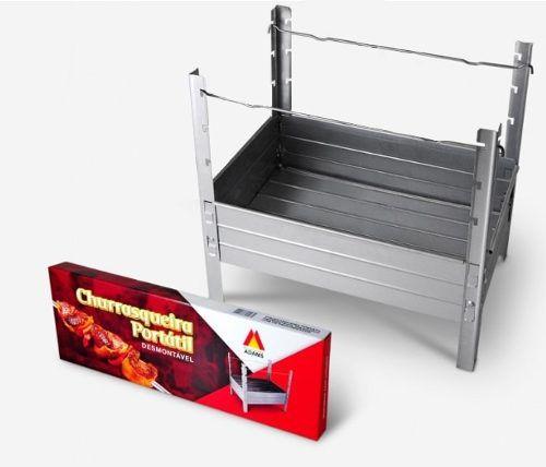 Churrasqueira Portátil Desmontável a Carvão 60x40cm modelo 162 - ADAMS Menor preço em Churrasqueira Portátil Desmontável a Carvão 60x40cm modelo 162 - ADAMS