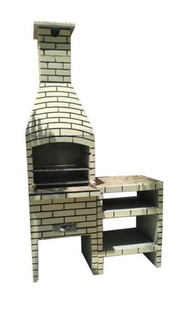 Churrasqueira pré-moldada tijolinho Tam. Médio + 1 alongador + Balcão + Kit INOX Cor Marfim - Brasa Facil Menor preço em Churrasqueira pré-moldada tijolinho Tam. Médio + 1 alongador + Balcão + Kit INOX Cor Marfim - Brasa Facil