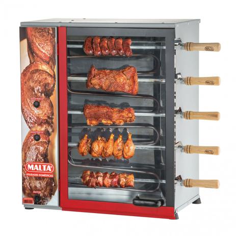 Churrasqueira Rotativa Elétrica Vertical 5 Espetos Malta 220V Prata Menor preço em Churrasqueira Rotativa Elétrica Vertical 5 Espetos Malta 220V Prata
