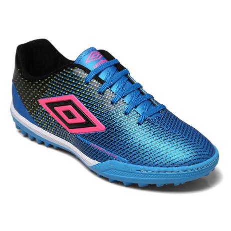 Chuteira Society Umbro Speed Sonic Azul/Preto/Rosa Fluor Of71110 Menor preço em Chuteira Society Umbro Speed Sonic Azul/Preto/Rosa Fluor Of71110