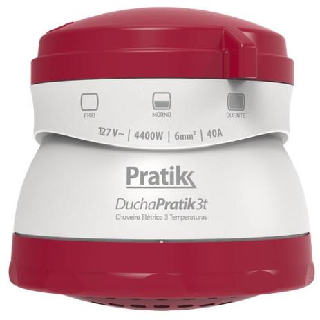Chuveiro Ducha Pratik 3 Temperaturas, 4400W, Vinho/Branco Menor preço em Chuveiro Ducha Pratik 3 Temperaturas, 4400W, Vinho/Branco