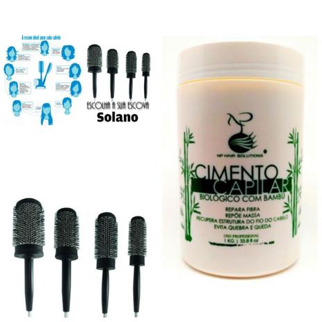 Cimento Capilar Biológico Com Bambu NpHair 1kg + Escova Térmica Solano - Np hair solutions Menor preço em Cimento Capilar Biológico Com Bambu NpHair 1kg + Escova Térmica Solano - Np hair solutions