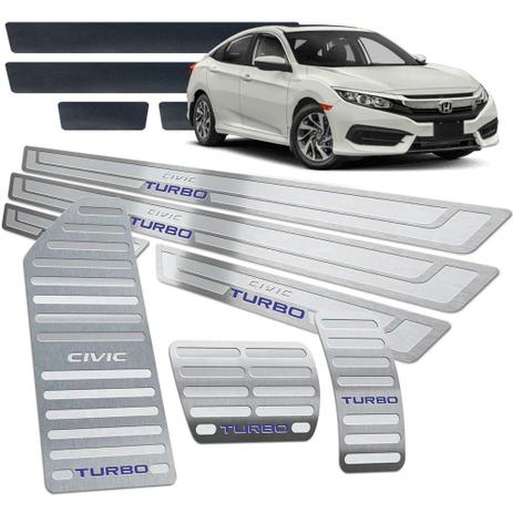 Civic Turbo 2017 A 2019 Pedaleira Descanso Soleira Prata - Jr Menor preço em Civic Turbo 2017 A 2019 Pedaleira Descanso Soleira Prata - Jr