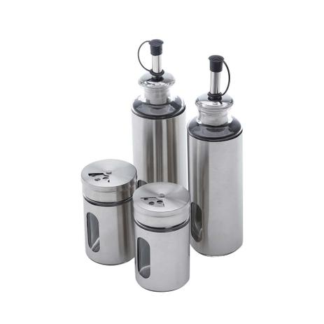 Cj 5Pc Galheteiro De Aço Inox E Vidro Pointer - F9-25796 - Rojemac Menor preço em Cj 5Pc Galheteiro De Aço Inox E Vidro Pointer - F9-25796 - Rojemac