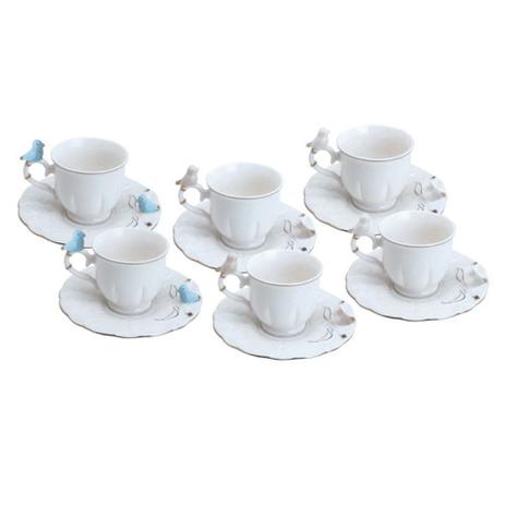 Cj. 6 Xícaras Café de Porcelana Birds Round Plate Colorido 100ml - Wolff Menor preço em Cj. 6 Xícaras Café de Porcelana Birds Round Plate Colorido 100ml - Wolff