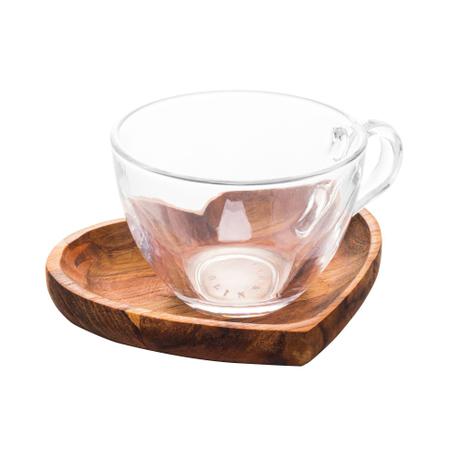 CJ 6 XICARAS CHA C/PRATO MADEIRA TECA CORACAO 190ml - Woodart Menor preço em CJ 6 XICARAS CHA C/PRATO MADEIRA TECA CORACAO 190ml - Woodart