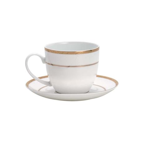 Cj 6 Xícaras De Chá De Porcelana Com Pires\ 6 Pcs Alto Relevo Gold 220Ml - F9-25051 - Wolff Menor preço em Cj 6 Xícaras De Chá De Porcelana Com Pires\ 6 Pcs Alto Relevo Gold 220Ml - F9-25051 - Wolff