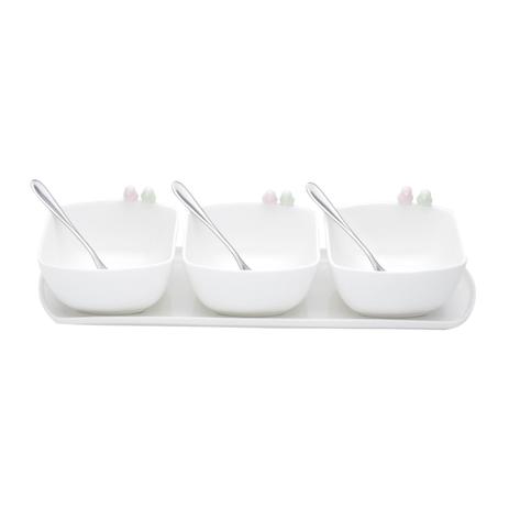 Cj 7 Pc Bandeja E Petisqueiras C/Pássaros De Porcelana C/Talheres - F9-17295 - Rojemac Menor preço em Cj 7 Pc Bandeja E Petisqueiras C/Pássaros De Porcelana C/Talheres - F9-17295 - Rojemac