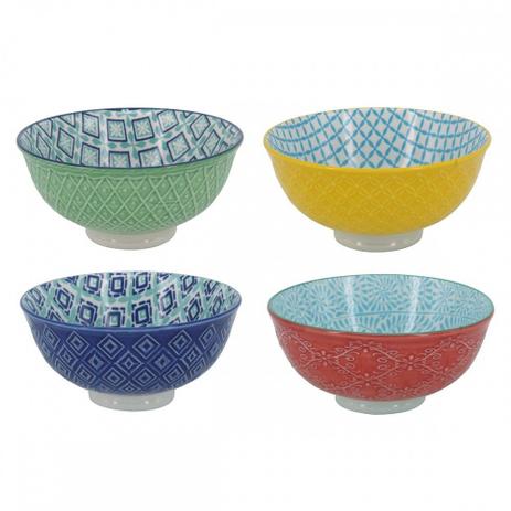 cj de bowls de porcelana colorido decorativo 4 pcs ceanela