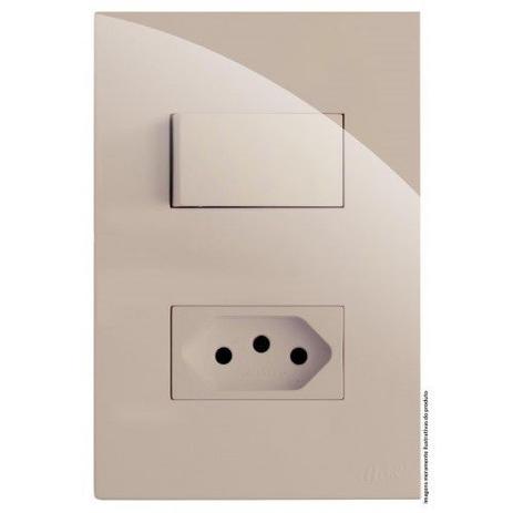 Cj interruptor simples + tomada 10a 4x2 - recta areia gloss - 11247-1 - BLUX RECTA Menor preço em Cj interruptor simples + tomada 10a 4x2 - recta areia gloss - 11247-1 - BLUX RECTA