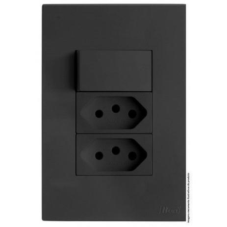 Cj interruptor simples + tomada dupla 10a 4x2 - recta grafite satin fosco - brs12278-5gf - BLUX RECTA GRAFITE SATIN FOSCO Menor preço em Cj interruptor simples + tomada dupla 10a 4x2 - recta grafite satin fosco - brs12278-5gf - BLUX RECTA GRAFITE SATIN FOSCO