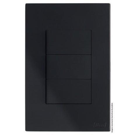 Cj interruptor triplo simples 4x2 - recta black satin fosco - brs12055-3bk - BLUX RECTA BLACK SATIN FOSCO Menor preço em Cj interruptor triplo simples 4x2 - recta black satin fosco - brs12055-3bk - BLUX RECTA BLACK SATIN FOSCO