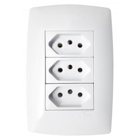 Cj tomada tripla 20a blux home branca 4x2 bbh10728-1br Menor preço em Cj tomada tripla 20a blux home branca 4x2 bbh10728-1br