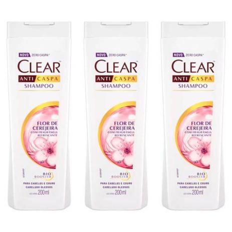 Clear Anticaspa Flor De Cerejeira Shampoo 200ml (Kit C/03) Menor preço em Clear Anticaspa Flor De Cerejeira Shampoo 200ml (Kit C/03)