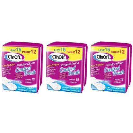 Clin Off Absorvente Diário S/ Perfume C/15 (Kit C/03) Menor preço em Clin Off Absorvente Diário S/ Perfume C/15 (Kit C/03)