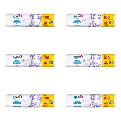 Clin Off Algodão Disco 100g (Kit C/06) Menor preço em Clin Off Algodão Disco 100g (Kit C/06)